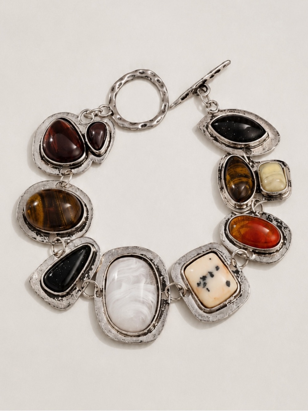 New! Silver Boho Stone Bracelet (1014) NWOT